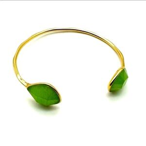 Stella & Dot  Jade Green & Gold Tone Serenity Cuff Bracelet